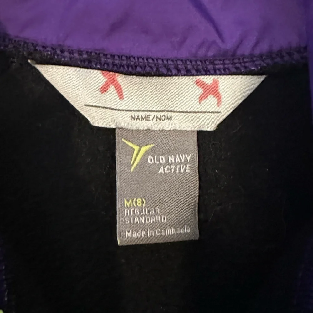 Old Navy Girl’s Purple and Black Jacket with Yellow Zipper - Size M